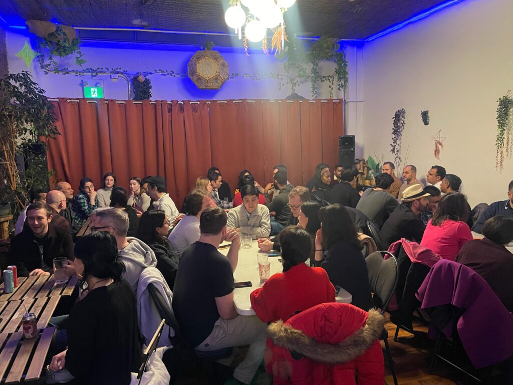 Groups of people having philosophical discussions